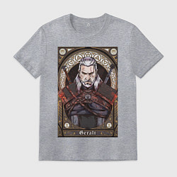 Футболка хлопковая мужская The Witcher, Geralt, Ведьмак,, цвет: меланж