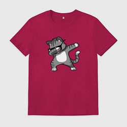 Футболка хлопковая мужская Котик dub, цвет: маджента