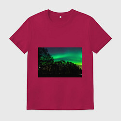 Футболка хлопковая мужская Северное сияние, цвет: маджента