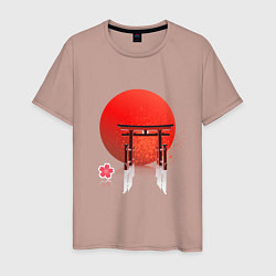 Футболка хлопковая мужская Япония, цвет: пыльно-розовый