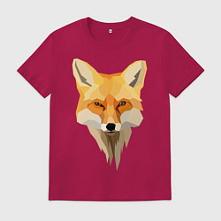 Футболка хлопковая мужская Лис арт, цвет: маджента