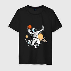 Футболка хлопковая мужская Space bascetball, цвет: черный