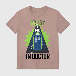 Футболка хлопковая мужская Trust me, i'm doctor who, цвет: пыльно-розовый