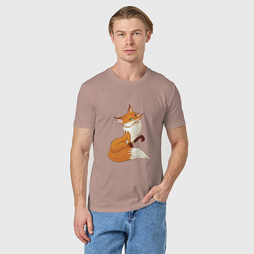 Мужская футболка Хитрая лиса / Пыльно-розовый – фото 3