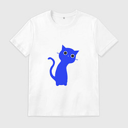 Футболка хлопковая мужская Котик, цвет: белый
