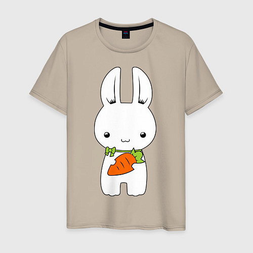 Мужская футболка Зайчик с морковкой / Миндальный – фото 1