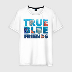 Футболка хлопковая мужская True Blue Friends цвета белый — фото 1