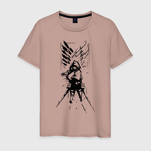 Мужская футболка Атака на титанов / Пыльно-розовый – фото 1