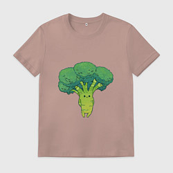 Футболка хлопковая мужская Симпатичный брокколи, цвет: пыльно-розовый