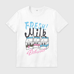 Футболка хлопковая мужская Fresh Milk, цвет: белый