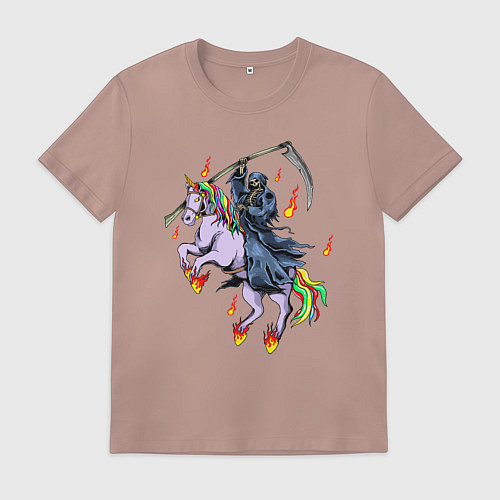 Мужская футболка Смерть на единороге / Пыльно-розовый – фото 1