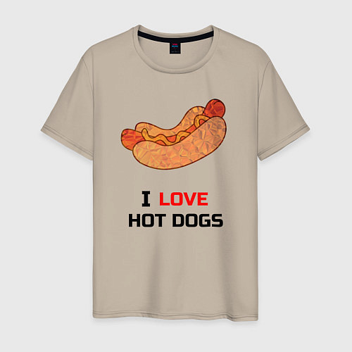 Мужская футболка Love HOT DOGS / Миндальный – фото 1