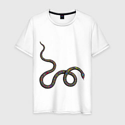Футболка хлопковая мужская Змея, цвет: белый