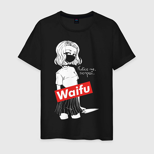 Мужская футболка Waifu / Черный – фото 1