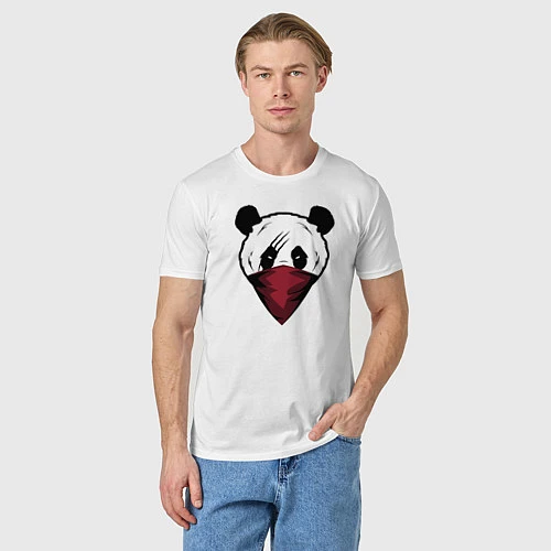 Мужская футболка Панда со шрамом / Белый – фото 3