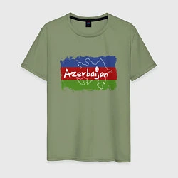 Футболка хлопковая мужская Азербайджан, цвет: авокадо