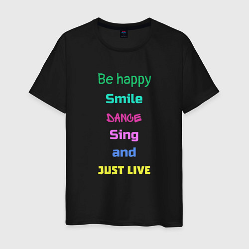 Мужская футболка Happy life / Черный – фото 1