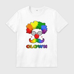 Футболка хлопковая мужская Хипстер клоун, цвет: белый