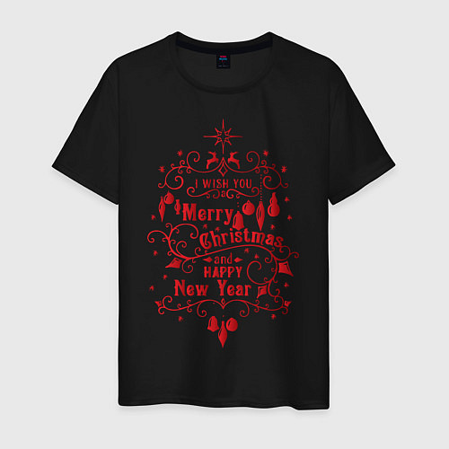 Мужская футболка Merry Christmas 1 / Черный – фото 1