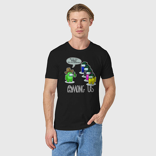 Мужская футболка AMONG US - Инструктаж новичков / Черный – фото 3