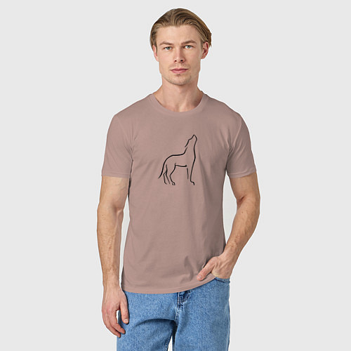Мужская футболка Воющий волк / Пыльно-розовый – фото 3