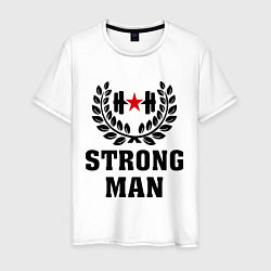 Футболка хлопковая мужская Strong man, цвет: белый