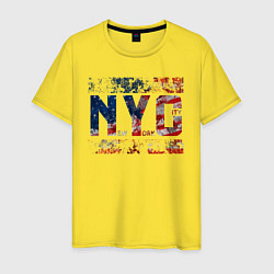 Футболка хлопковая мужская Нью-Йорк Сити, цвет: желтый