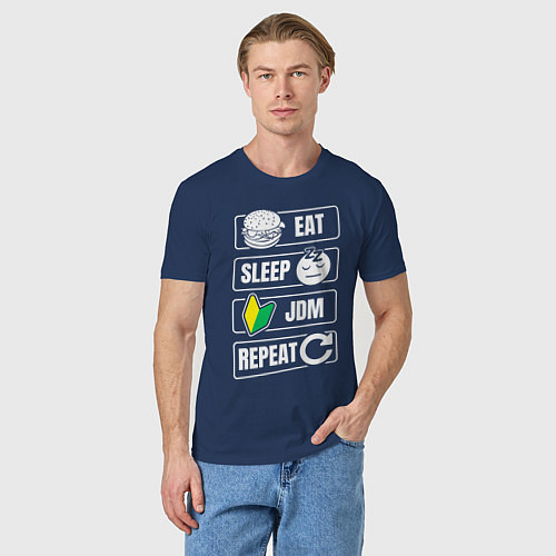 Мужская футболка Eat Sleep JDM Repeat / Тёмно-синий – фото 3