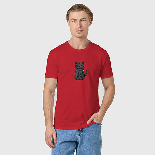 Мужская футболка Кото-ёлка / Красный – фото 3