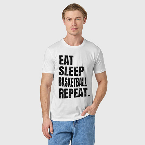 Мужская футболка EAT SLEEP BASKETBALL REPEAT / Белый – фото 3