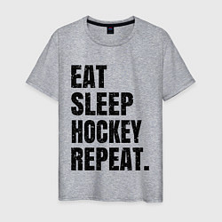 Футболка хлопковая мужская EAT SLEEP HOCKEY REPEAT, цвет: меланж