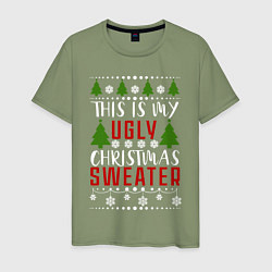 Футболка хлопковая мужская My ugly christmas sweater, цвет: авокадо