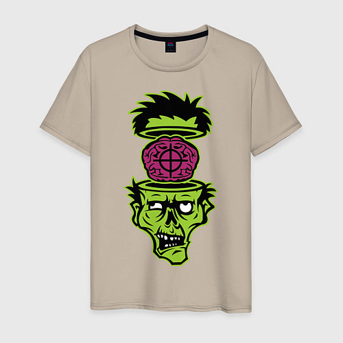 Мужская футболка Зомби на прицеле / Миндальный – фото 1