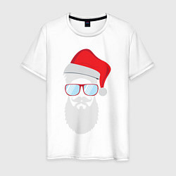 Футболка хлопковая мужская Santa Hipster, цвет: белый