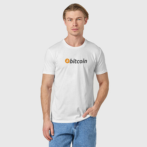 Мужская футболка BITCOIN БИТКОИН / Белый – фото 3