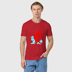 Футболка хлопковая мужская Cyberpunk neon samurai, цвет: красный — фото 2