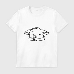 Футболка хлопковая мужская Курсэд Кэтс Восемь, цвет: белый