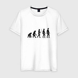 Футболка хлопковая мужская Эволюция Коронавирус - Черный, цвет: белый