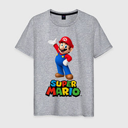 Футболка хлопковая мужская Super Mario, цвет: меланж