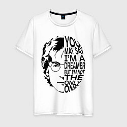 Футболка хлопковая мужская Джон Леннон, цитата Imagine, цвет: белый