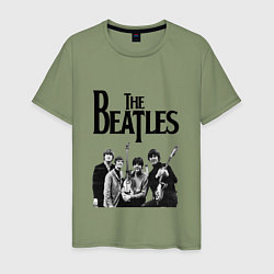 Футболка хлопковая мужская The Beatles, цвет: авокадо
