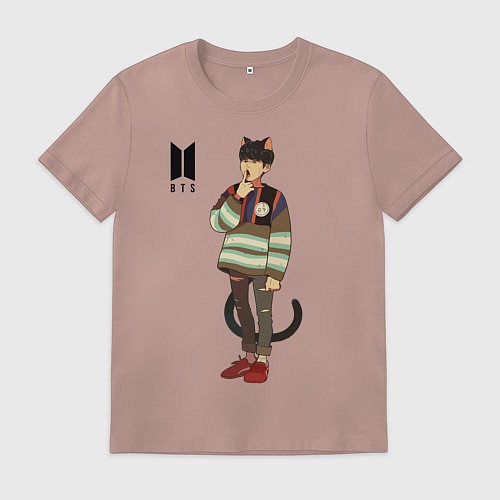 Мужская футболка BTS Cat / Пыльно-розовый – фото 1