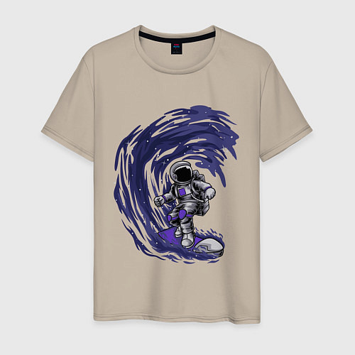 Мужская футболка Астронавт космический серфер / Миндальный – фото 1