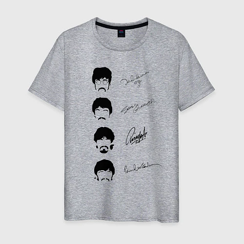 Мужская футболка The Beatles автографы / Меланж – фото 1