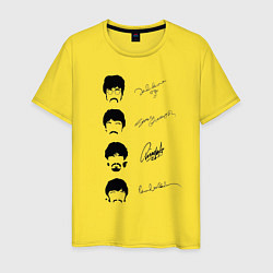 Футболка хлопковая мужская The Beatles автографы, цвет: желтый