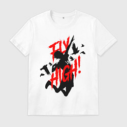 Футболка хлопковая мужская FLY HIGH! ВОЛЕЙБОЛ, цвет: белый