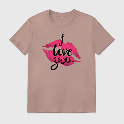 Футболка хлопковая мужская I love you, цвет: пыльно-розовый