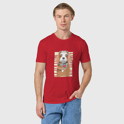 Мужская футболка Собака с кофе / Красный – фото 3