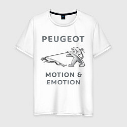 Футболка хлопковая мужская Пежо Ягуар Emotion, цвет: белый