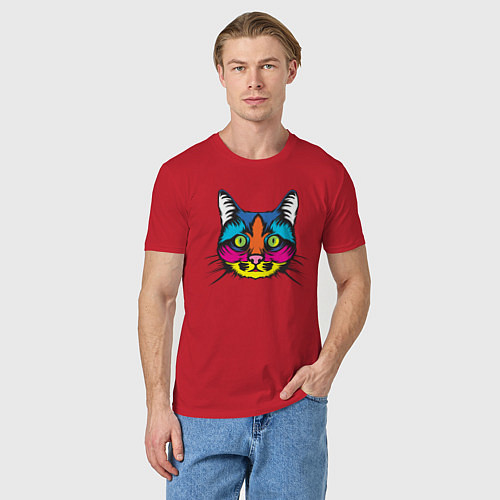 Мужская футболка Pop Cat / Красный – фото 3